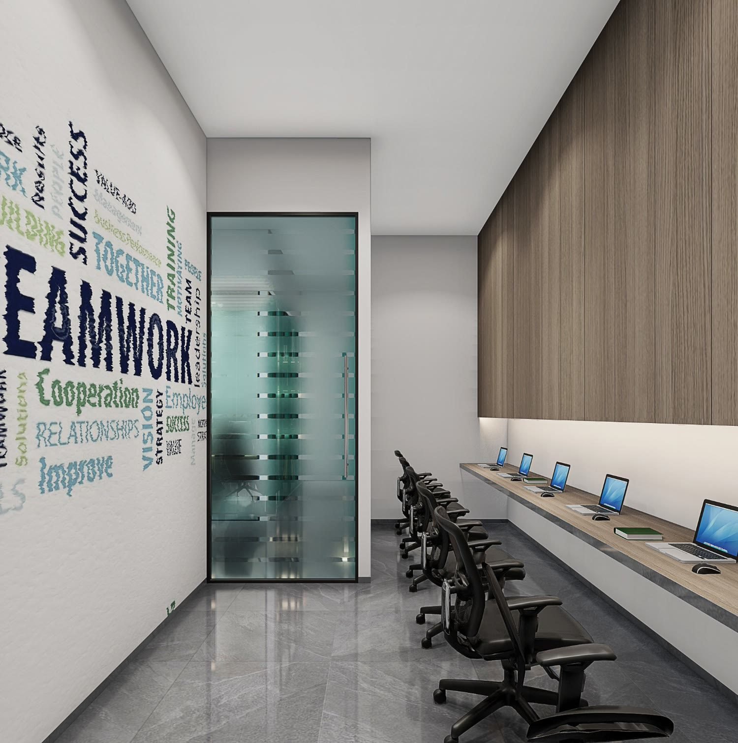 Co-working lounge and business center inside the Riverwood Estate clubhouse