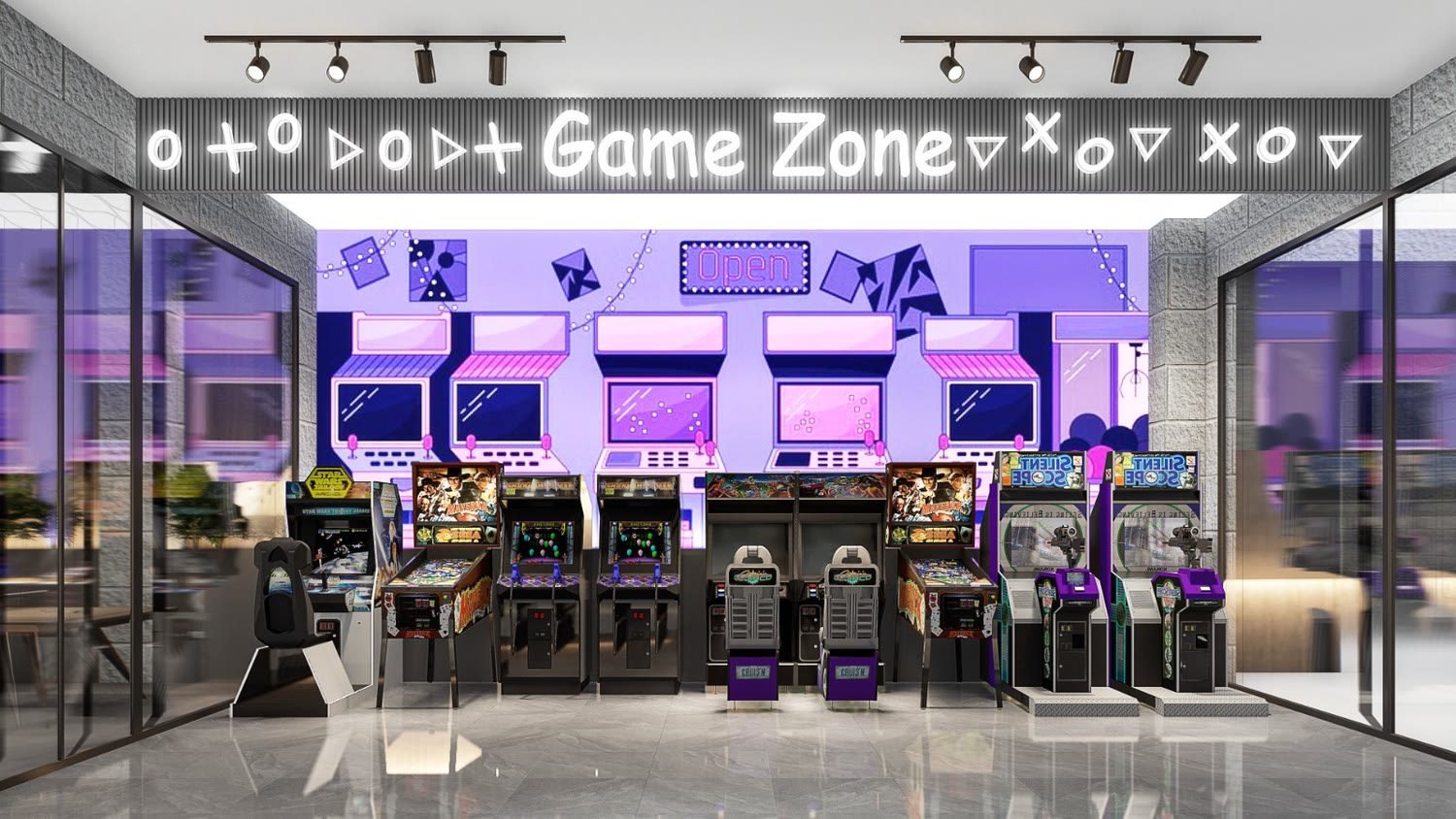 Indoor games room and arcade zone inside the Riverwood Estate clubhouse